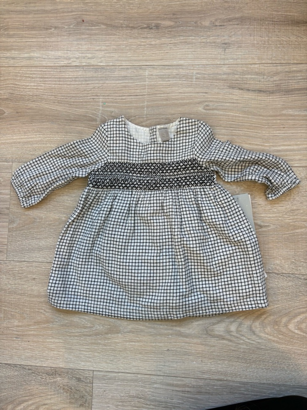 Nordstrom Black and White Checked Smocked Waist Kids Dress